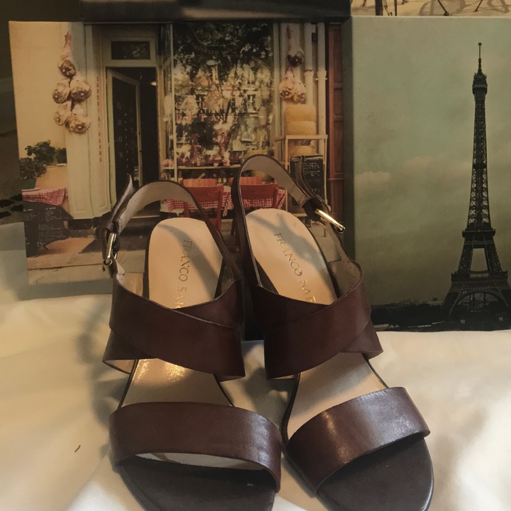Franco Sarto Chunky Heel Leather Sandal
